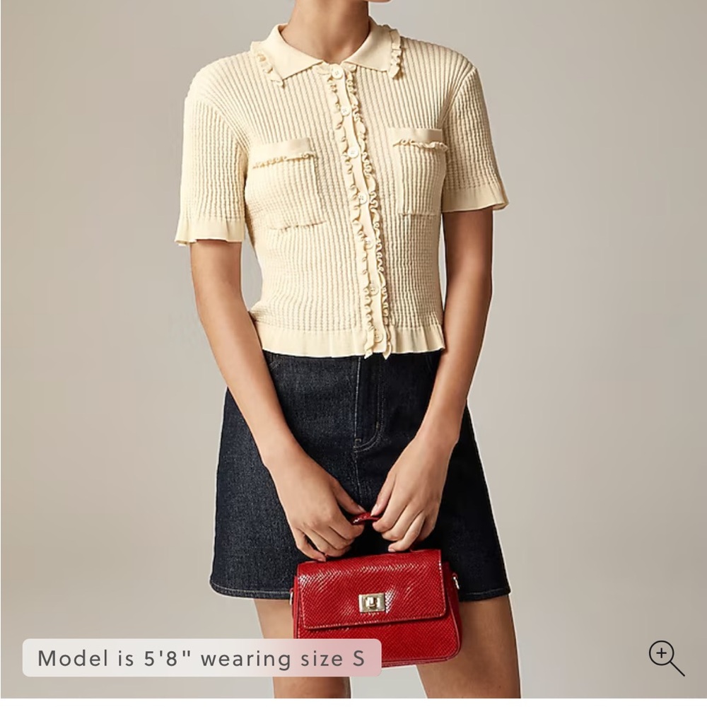 J. Crew Cream Ribbed Peter Pan Collar Blouse